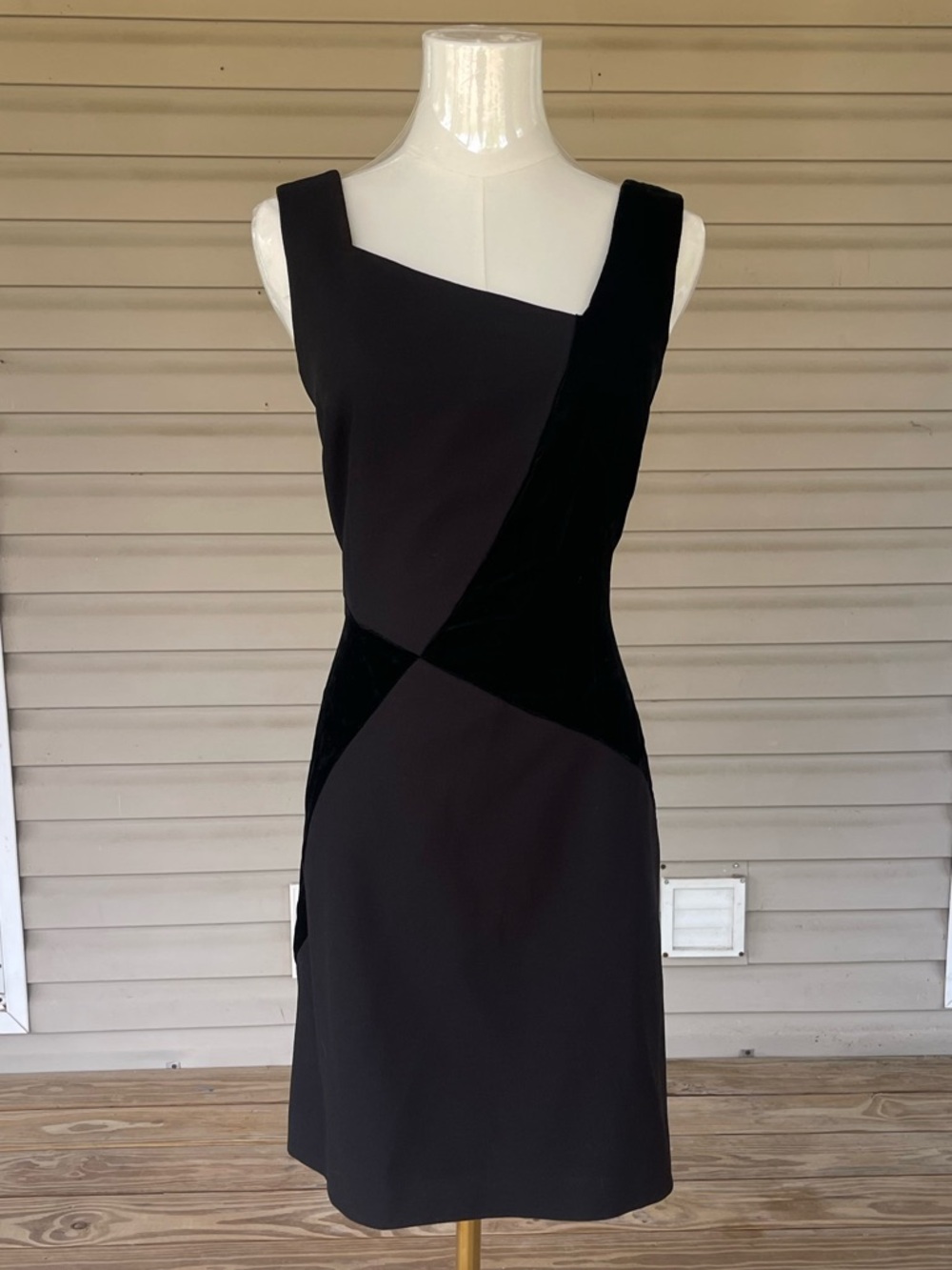 Vintage Datiani Black Colorblock Sleeveless Sheath Cocktail Dress Size 10